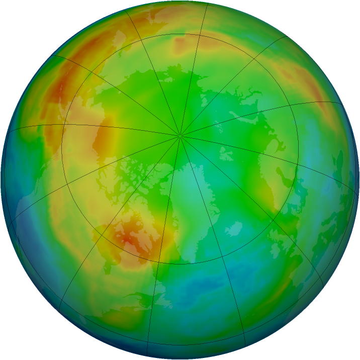 Arctic ozone map for 13 January 1983